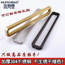 Brushed black titanium gold thick 304 stainless steel glass door handle large wooden door shop door handle pair