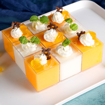 Mini fruit cube mousse cup Nine Palace grid transparent plastic disposable square dessert table Wood Bran Cup pudding cup