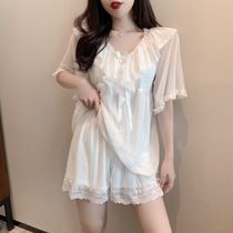 Sexy pajamas female summer with chest pad 2021 New Fashion ice thin cute home clothes two-piece set