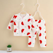  Pure cotton newborn clothes Newborn baby baby underwear 2-piece suit Spring and autumn 0-3 summer air conditioning clothes