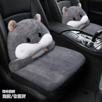 Car cushion winter short plush cute cartoon three-piece set winter warm goddess seat cushion cover single universal pad