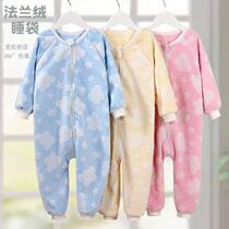 Bursting Baby Conjoined Sleeping Clothes Autumn Winter Warm Flange Velvet Warm Conjoined Sleeping Bag Coral Suede Climbing Suit Thickened Climbing Suit