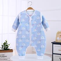 One generation of baby gauze with sleeveless legs sleeping bag in spring and autumn air conditioning anti-kick by baby toddler sleeping bag gauze cuddler