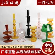 Manufacturer supply creative glass candle holders Home Decorative Law Style European-style Retro candleholder pendulum swatted for a set-up