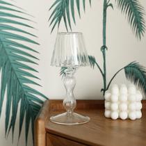 Nordic Wind Candlestick Desk Lamp Glass Retro Home Decoration Single Transparent Candle Holder Café Counter Decoration Pendulum