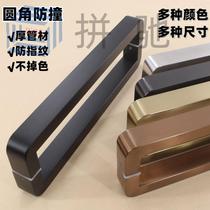 Parquet rounded corner gold thickened tempered glass door handle ground spring no frame stainless steel new black gate