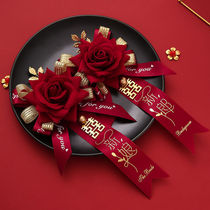 Wedding corsage bridegroom bride wedding flower bridesmaid best man red with flower parents a full set of wedding supplies