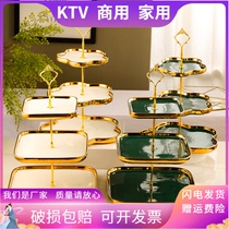 Dessert table ornaments display stand three-layer cake stand porcelain snack plate fruit plate creative modern fruit plate living room household