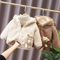 Children plus velvet thick coat baby lamb hair boys and girls 2021 autumn and winter New baby warm cotton coat tide