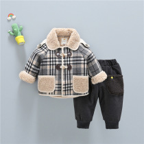 Boy woolen jacket autumn winter style baby lamb velvet big coat cotton clothes children gushed cotton suit baby cotton padded jacket
