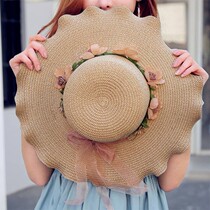 Hat womens summer sunscreen beach straw hat female Korean version of the student wild summer womens fashion large cornice sun hat
