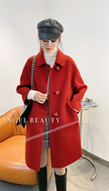 Double-sided cashmere coat womens long 2021 autumn and winter new Korean version Hepburn wind small wool coat