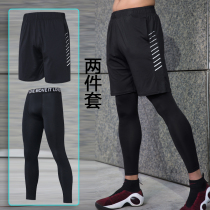 ua Anma sports training fitness basketball bottoming leggings mens five-point pants high-elastic breathable quick-drying two-piece set