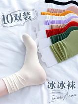 Black and white socks womens pile socks Sox velvet ice Ice Socks Summer Thin pins Tide Spring Summer Jk Long Silo Socks