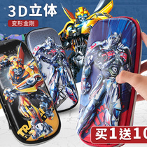 Transformers Pen Bag Boys Pen Pen Box Boys Pen Case Large Capacity 2020 New Popular Pencil Bag Kindergarten Boys Optimus Prime Children Pen Case Student Male Multi-Layer