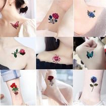 Waterproof stickers Tattoo permanent stickers female long-lasting small fresh sexy roses and butterflies realistic chest 3D stickers
