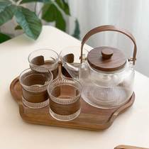 Flowers and fruits teapot afternoon teapot boiled teapot bubble teapot high temperature resistant glass coffee pot household teapot set