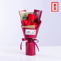 Birthday gift for girls lover Teachers Day activities creative small gift soap flower 3 rose bouquet gift box