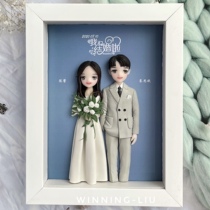 Stone plastic clay soft pottery photo custom doll cartoon painting handmade diy photo frame gift couple girlfriends get married