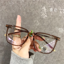 Tea color transparent myopia frame women with lenses have degrees of Korean tide Net red retro eye frame mens fashion