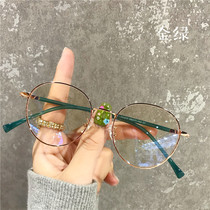 Small red book green gold myopia glasses small round frame female with lenses have a degree Korean version of the tide net red model eye frame male