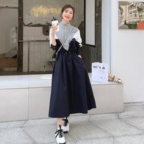 Large size fat mm dress women early autumn 2021 New European goods wear thin age women Spring and Autumn casual sweater skirt