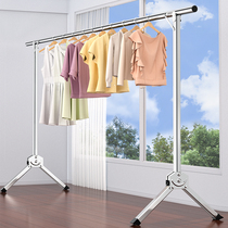 Drying rack floor-to-ceiling folding indoor balcony telescopic clothes rod stainless steel single pole household quilt hanger artifact