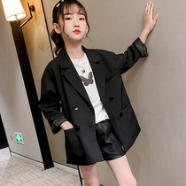 Girl blazer autumn 2021 New Tide black Korean spring and autumn foreign style childrens casual small suit jacket
