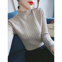 Temperament slim sweater early autumn new Korean womens 2021 high collar base shirt long sleeve womens coat