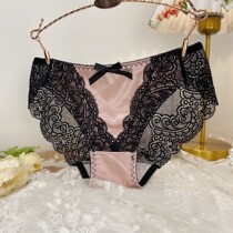 Japan FEERIJT silk satin lace underpants female sensations mesh yarn butterfly knots slim fit triangular pants 3 bars