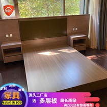  Hotel hotel big bed Standard room Bed bed and breakfast rental room Simple bed by bedside cabinet Beijing Daxing furniture bed board frame