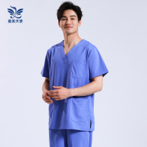 Mens cotton hand washing clothes short-sleeved breathable thin hospital doctor brush hand clothes operating room anesthesiologist overalls summer