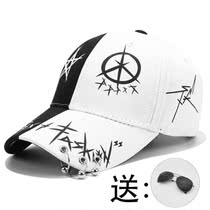 Hat mens and womens fashion brand summer Korean version of black and white baseball cap Student street fashion wild spring and autumn curved eaves cap