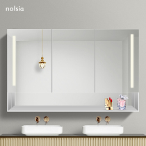 Luminous storage bathroom mirror cabinet waterproof toilet smart mirror cabinet individually customized induction mirror box hanging wall mirror cabinet