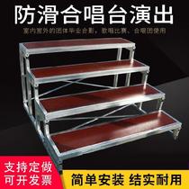 Assembly bench bench bench wear-resistant fixed chorus step step pulley table movable folding three-layer Group Photo stand