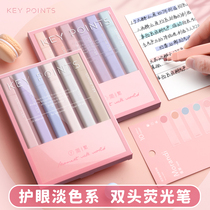 Morandi fluorescent pen eye care color marking notes special mark pen light light pale color square in multicolor Macaron students with silver large capacity to focus on the account pen