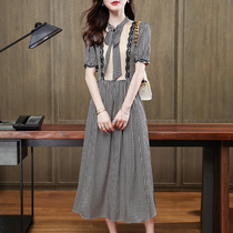 Baolaikyo Chiroe lace-up silk dress female summer 2021 New Hangzhou high-end temperament mulberry silk dress