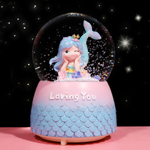 Crystal Ball Music Box Mermaid Princess Girl Music Box Glass Dream Night Light Childrens Toy Birthday Gift