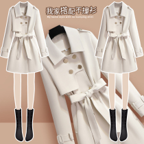 Beige windcoat jacket female spring autumn 2022 The new small sub-medium long section of this years popular bursting of the spring-style clothes