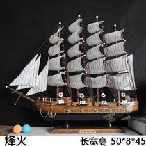 ins Wind wooden smooth sailing retro sail boat model ornaments wine cabinet window decorations opening gifts