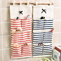 Environmentally friendly linen storage bag hanging wall sundries bag hanging wardrobe hanging pocket student storage bag fabric art