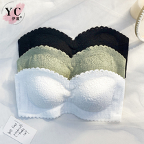 Yechul thin strapless underwear womens small breasts gather without steel ring anti-slip top strap strapless bra