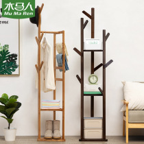 Simple coat rack solid wood bedroom hanger simple modern clothes shelf floor hanger storage rack
