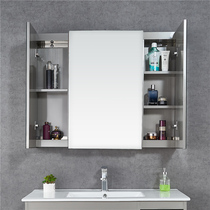 Stainless steel bathroom mirror cabinet wall-mounted separate bathroom with LED light small apartment mirror shelf custom