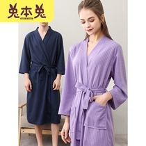 Nightgown female summer thin plus size medium length bathrobe Hotel beauty salon absorbent bath towel quick-drying bathrobe mens morning gown