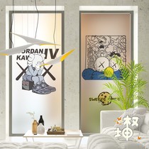 KAWS tide brand electrostatic glass film Sesame Street Bathroom bedroom Living Room Balcony Window sliding door matte sticker