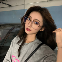Large gradient brown glasses myopia frame female ins Wind plain face anti blue light degree big round face thin student