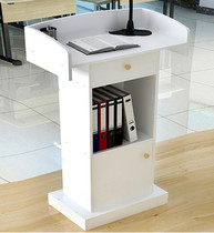 Speech platform solid wood mobile simple reception desk shopping guide reception desk welcome desk White simple style