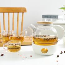 Tea Cup Tea Set High-grade Nordic Heat-resistant Glass Flower Teapot Candle Heating Flower Teapot Set Afternoon Tea Wax