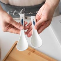 Japanese underglaze color household ceramic spoon creative Korean cute long-handled soup spoon